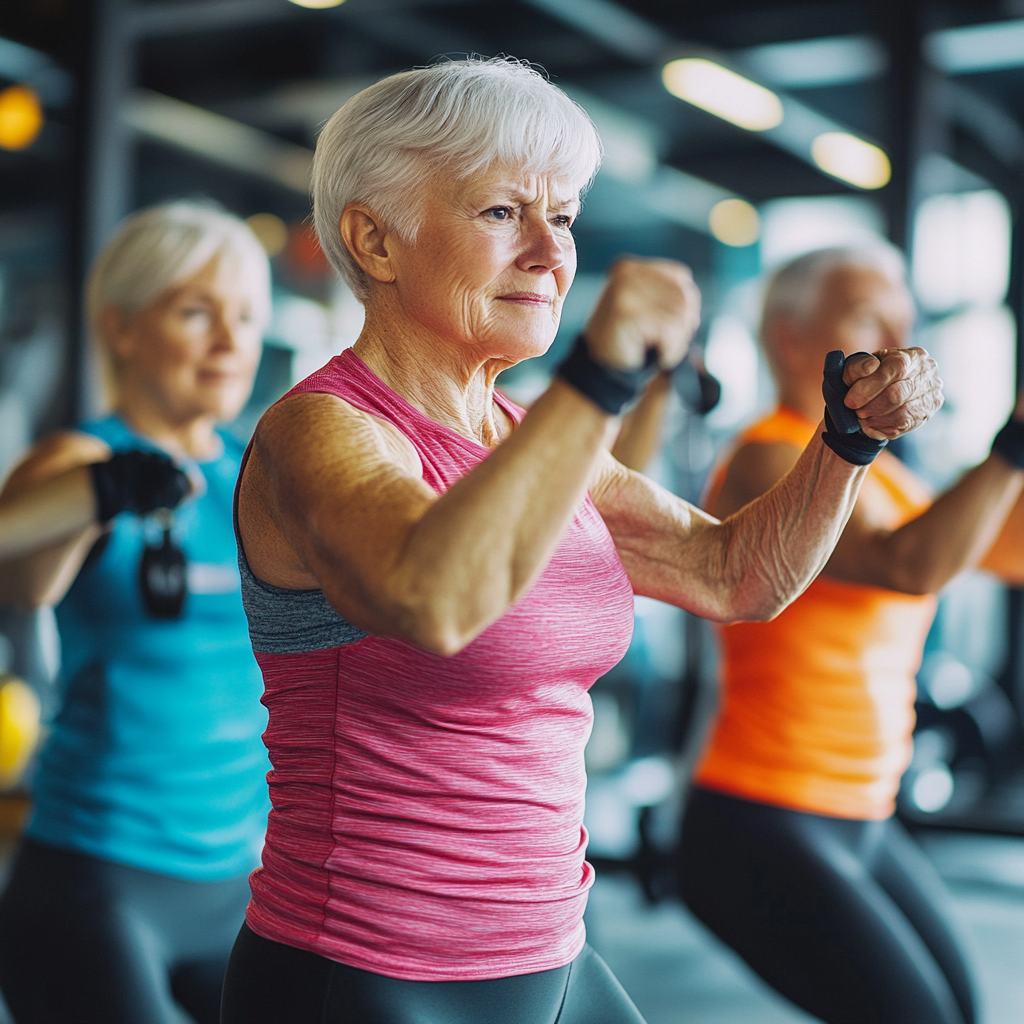 Група людей тренується в сучасному спортзалі з професійним обладнанням